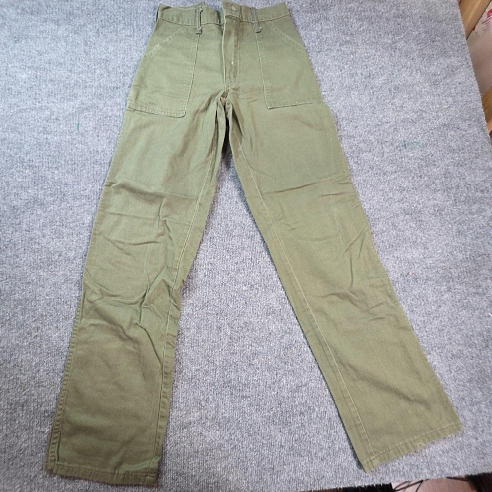Utility Pants Mens 32x31 Green Canvas Chino Workwear Casual Straight Leg USA